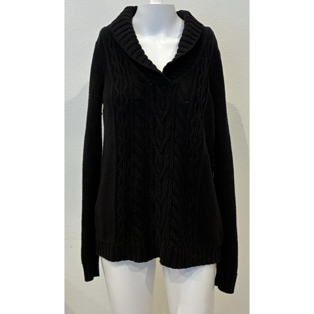 Vintage 90s St.‎ John's Bay Cable Knit Fishermen Sweater Sz M Black Hong Kong